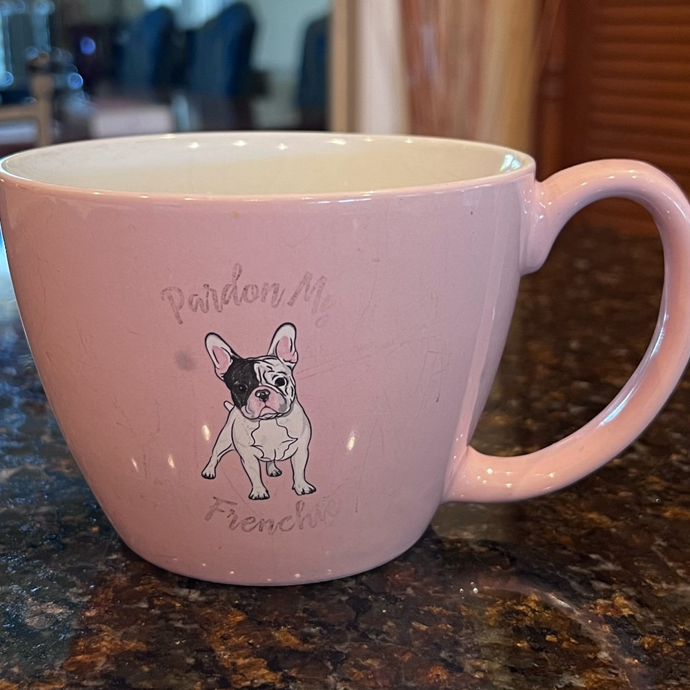 Pardon My Frenchie Large Pink French Bulldog Mug